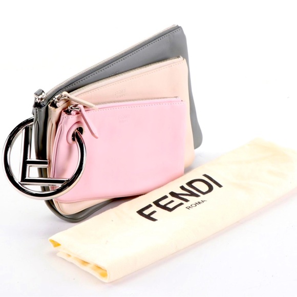 Sold-Fendi Triplette Multicolor Trio Zip Pouch/Clutch! - Picture 1 of 7
